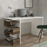 Bureau Optimeo blanc et bois avec étagères - vue d’ensemble